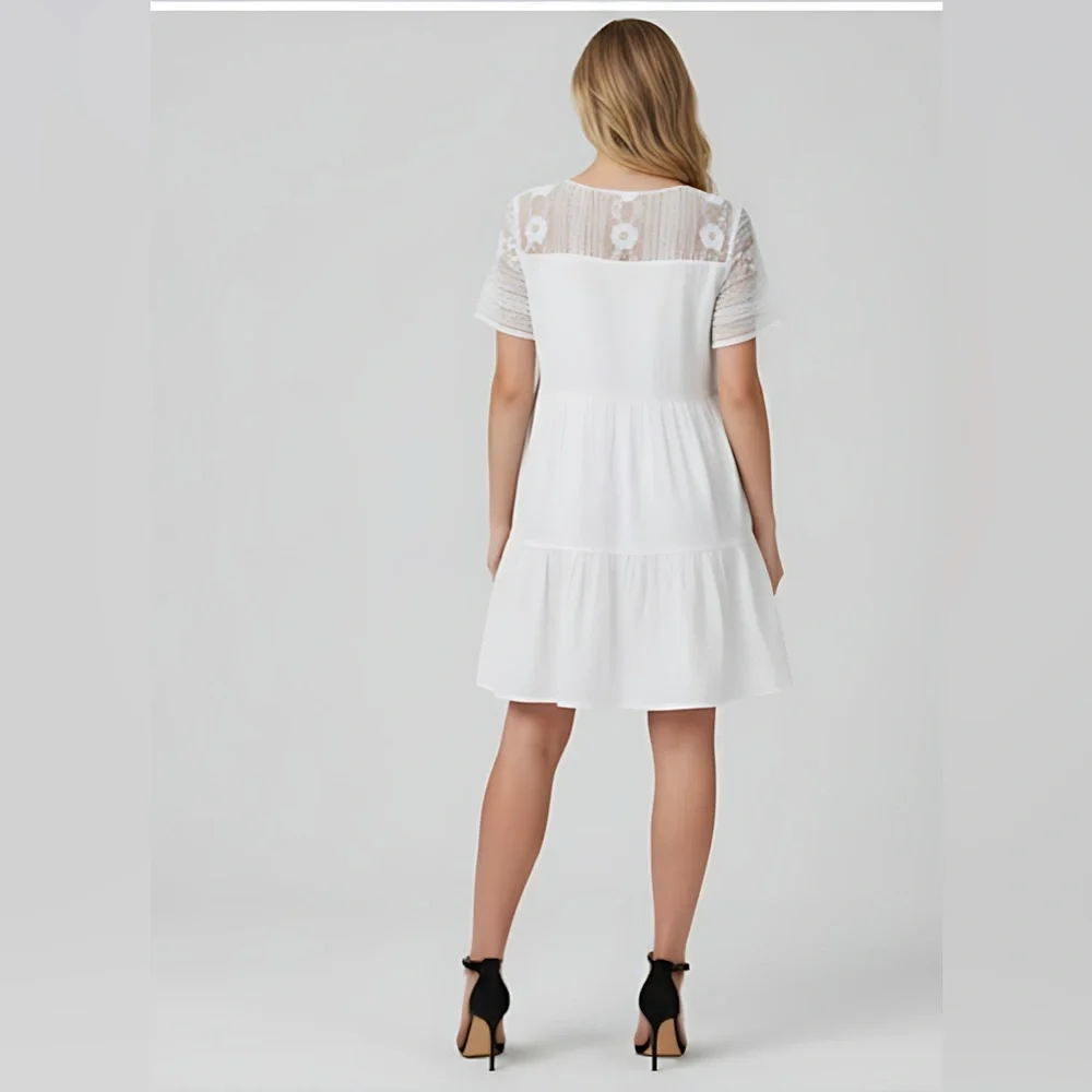 Lace Ruffle Hem Smock Dress - Picture 4 of 4